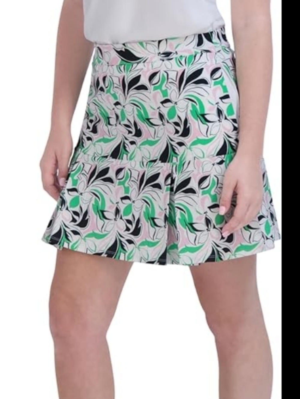 Stella Parker Green & White Floral Tennis Skort